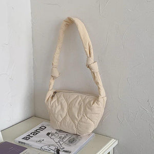 Vintage Pleated Women Bag Casual Nylon Dumplings Bag