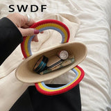 Soft Fabric Rainbow Handle Small Top Handle Tote