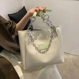 Large Capacity Shoulder Bags Women Underarm Chain Tote Bag All-match PU Leather