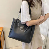 Large Capacity Shoulder Bags Women Underarm Chain Tote Bag All-match PU Leather
