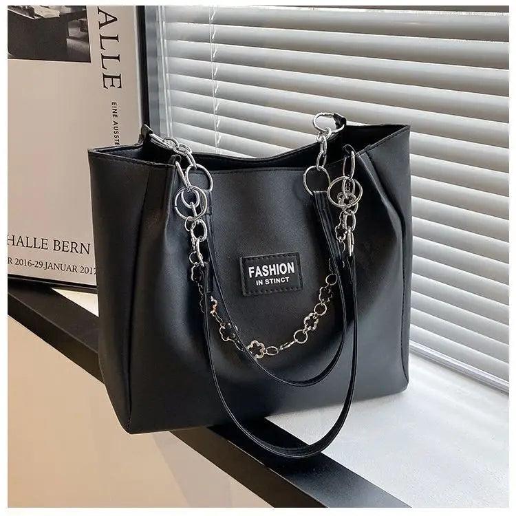 Large Capacity Shoulder Bags Women Underarm Chain Tote Bag All-match PU Leather