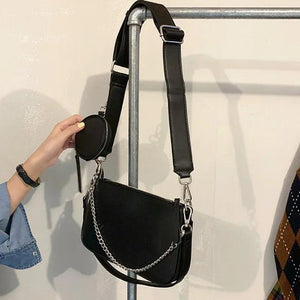 2pcs Women PU Leather Shoulder Bag Crossbody Handbag