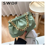 Cloud Shoulder Bag with Clutch Chains Pleated Pouch Totes Handbag