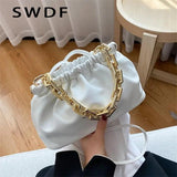 Cloud Shoulder Bag with Clutch Chains Pleated Pouch Totes Handbag