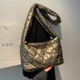 Winter Soft Down Shoulder Bag Female Warm Quilted Padded Crossbody Bag