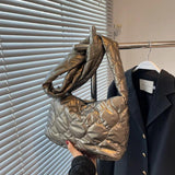 Winter Soft Down Shoulder Bag Female Warm Quilted Padded Crossbody Bag