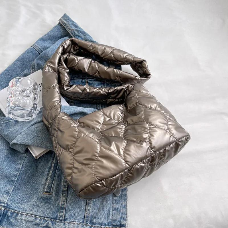Winter Soft Down Shoulder Bag Female Warm Quilted Padded Crossbody Bag