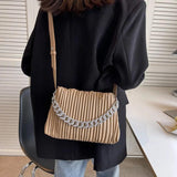 Vintage Leather Handbag Chain Crossbody Pouch Bag