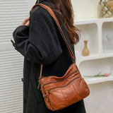 Soft PU Leather Ladies Handbags Multi-pocket Women Top Handle Satchel