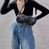 Vintage Women Cylinder Underarm Bag Double Pocket Ladies Shoulder Bag