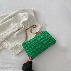 Women's Fashioni Pleated Shoulder Bag Chain Strap Crossbody Bags