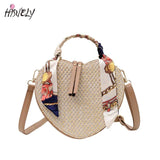 Heart-shaped Straw Bag Vintage Woven Beach Shoulder Bag