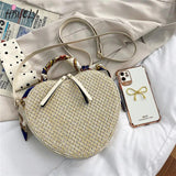 Heart-shaped Straw Bag Vintage Woven Beach Shoulder Bag