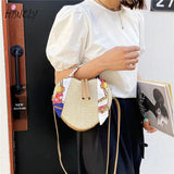 Heart-shaped Straw Bag Vintage Woven Beach Shoulder Bag