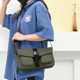 Women Soft Leather Handbag Wide Strap Set Shape Bag Vintage Chains