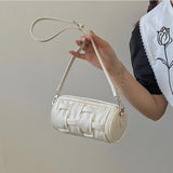 Barrel-shaped Women's Shoulder Bags Soft PU Leather Ladies Crossbody Bags