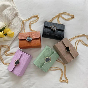 Crocodile Pattern Chain Strap Shoulder Bag Small Crossbody Handbag