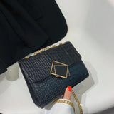 Crocodile Pattern Chain Strap Shoulder Bag Small Crossbody Handbag