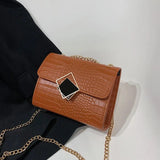 Crocodile Pattern Chain Strap Shoulder Bag Small Crossbody Handbag