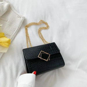 Crocodile Pattern Chain Strap Shoulder Bag Small Crossbody Handbag