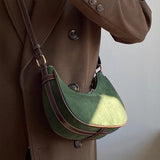 Vintage Half Moon Women Shoulder Bags Matte Leather Ladies Small Handbags