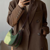 Vintage Half Moon Women Shoulder Bags Matte Leather Ladies Small Handbags