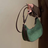 Vintage Half Moon Women Shoulder Bags Matte Leather Ladies Small Handbags