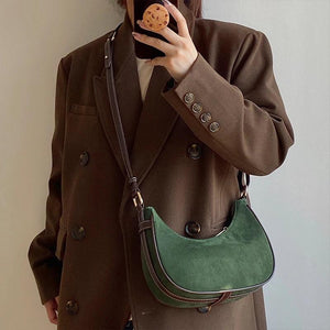 Vintage Half Moon Women Shoulder Bags Matte Leather Ladies Small Handbags