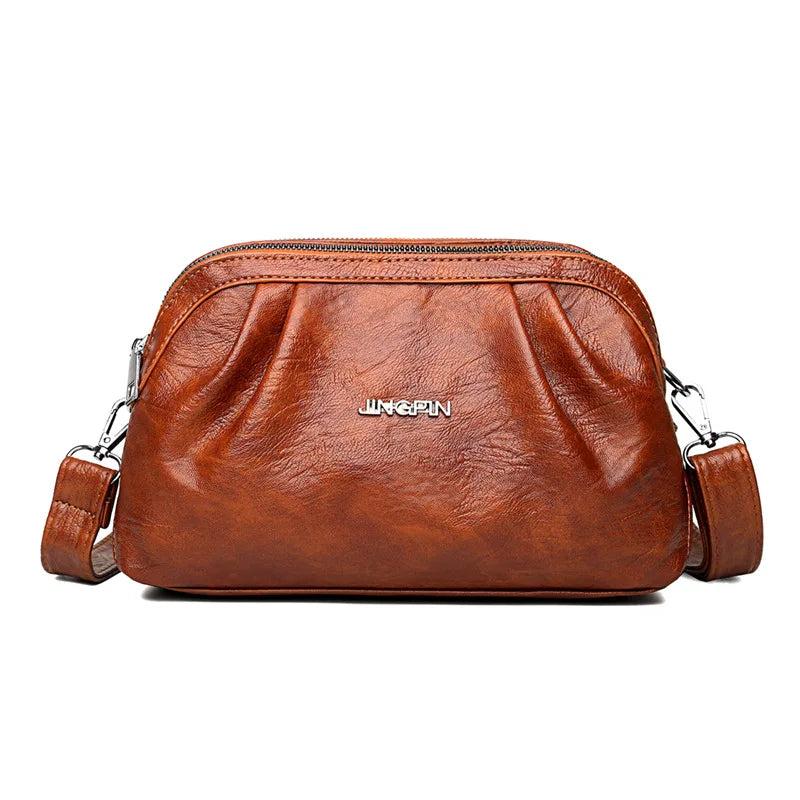 Vintage Soft Crossbody Bag Multi-layer Casual Messenger Bag