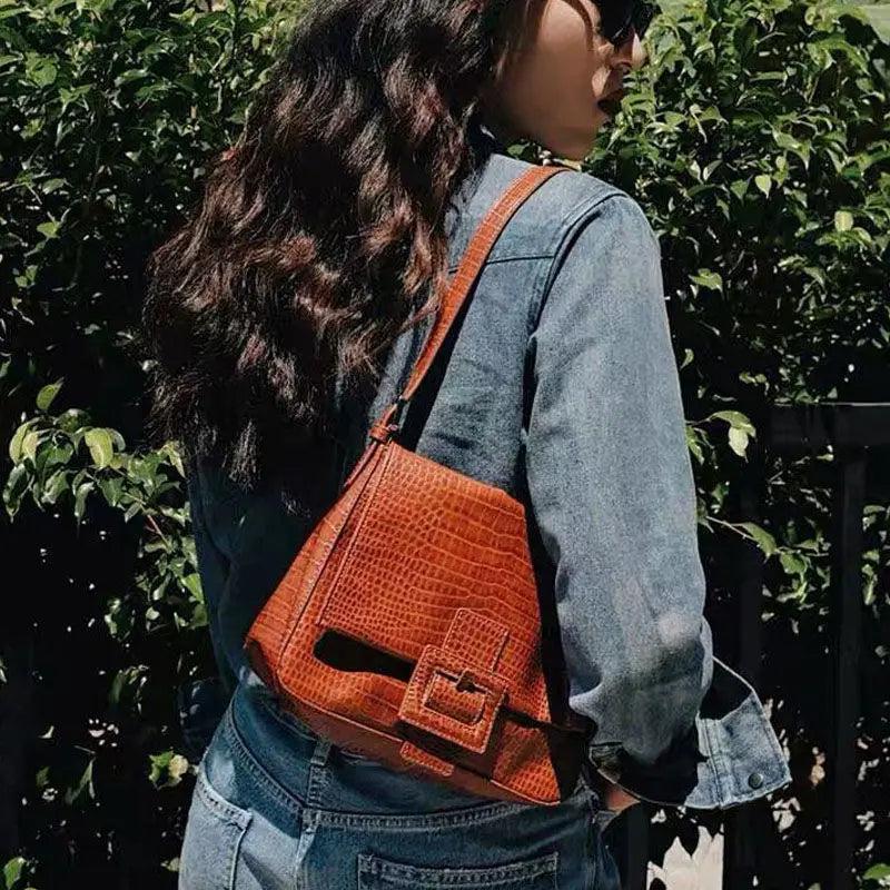 Shoulder Bags Women French Style Soft Vintage Retro PU Leather