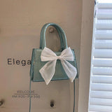 Texture Bow Handbag Solid Women's Shoulder Messenger Bag