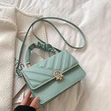 Striped Shoulder Bag Small Handbag Flap Pu Leather Crossbody Bags For Women