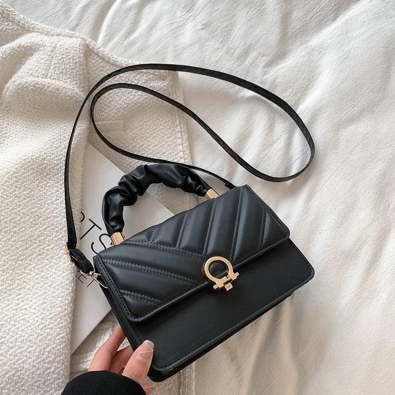 Striped Shoulder Bag Small Handbag Flap Pu Leather Crossbody Bags For Women