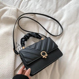 Striped Shoulder Bag Small Handbag Flap Pu Leather Crossbody Bags For Women