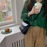 Women's Pu Leather Shoulder Messenger Bags Solid Ladies Crossbody Bucket Bag