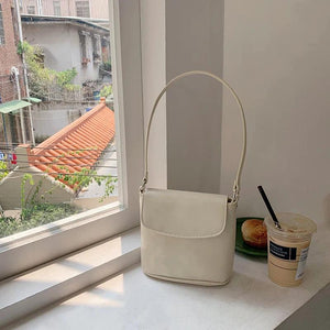 Women's Pu Leather Shoulder Messenger Bags Solid Ladies Crossbody Bucket Bag