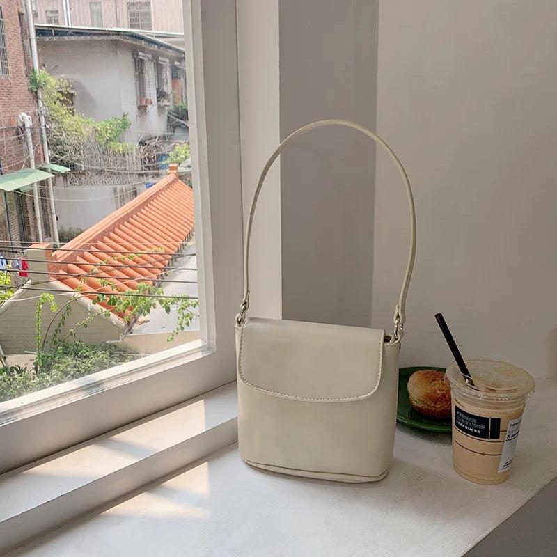 Women's Pu Leather Shoulder Messenger Bags Solid Ladies Crossbody Bucket Bag