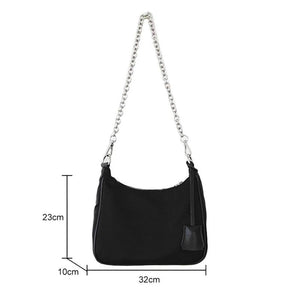 Casual Nylon Crossbody Handbags with Chain Strap 3 in 1 Satchels Bags for Women