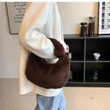 Plush Crossbody Sling Hobo Bag Soft Warm Faux Fur Ladies