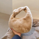 Plush Crossbody Sling Hobo Bag Soft Warm Faux Fur Ladies