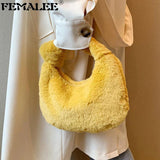 Plush Crossbody Sling Hobo Bag Soft Warm Faux Fur Ladies