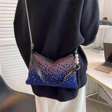 Rhinestone Bling Crystals Shoulder Bag Gradient Diamond PU Leather Totes