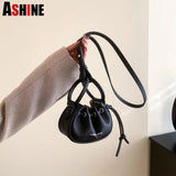 ASHINE Drawstring Mini Bag PU Sling Shoulder Lipstick Keys Earphone Purse