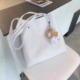 Solid Large-capacity PU Leather Shoulder Bag for Women