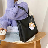 Solid Large-capacity PU Leather Shoulder Bag for Women