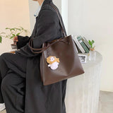 Solid Large-capacity PU Leather Shoulder Bag for Women