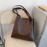 Solid Large-capacity PU Leather Shoulder Bag for Women