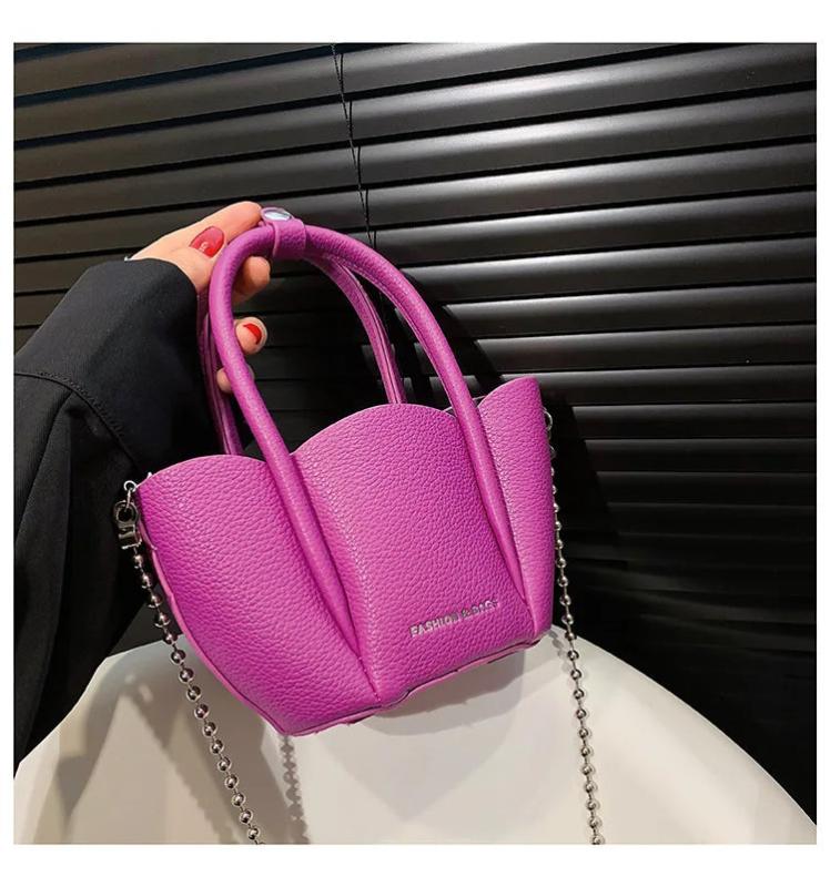 Litchi Pattern Ladies Petal Shoulder Purses Candy Women Hand Bags