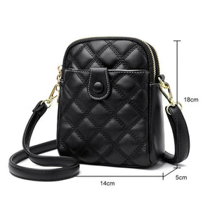 Quilted Leather Messenger Handbag Casual Purse Phone Bag