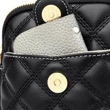 Quilted Leather Messenger Handbag Casual Purse Phone Bag